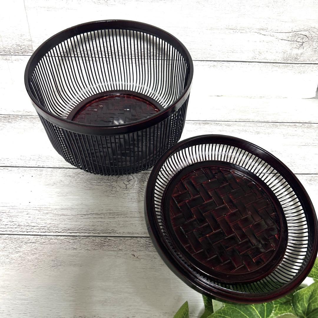 Amazon.co.jp: 西都 塗 蓋付竹菓子器 竹籠 竹の器 竹ヒゴ細工 竹工芸